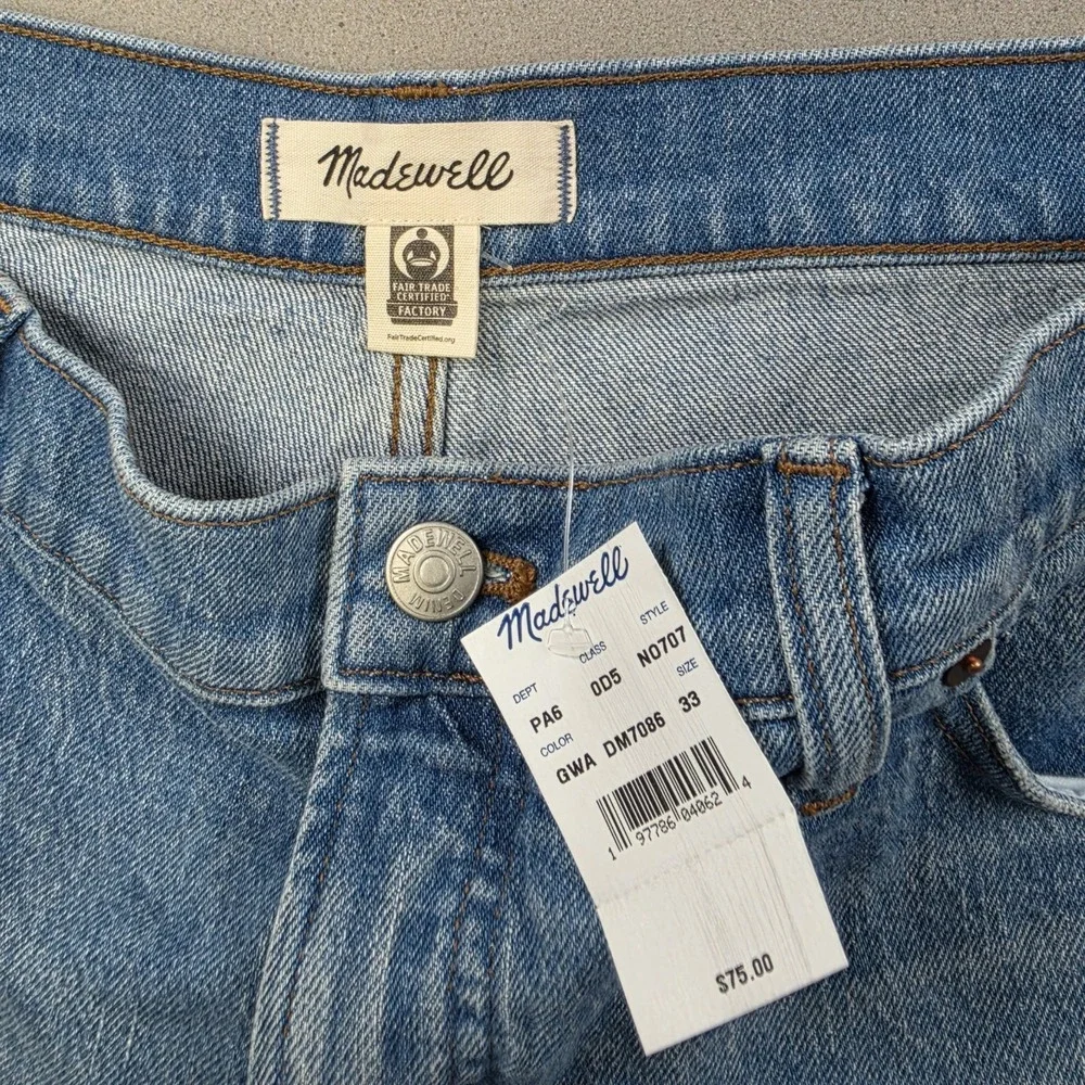 Madewell Perfect Mid-Length Jean Shorts Womens Size 33 Light Wash Denim NWT $75